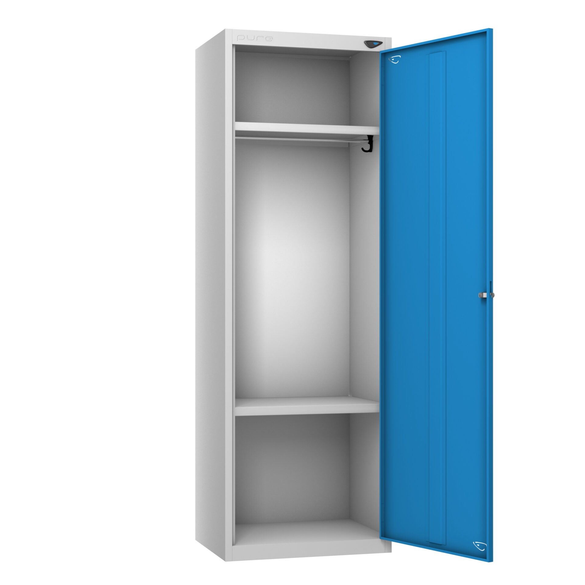 Pure High Capacity 1 Door Locker, Silver Carcass, Blue Door