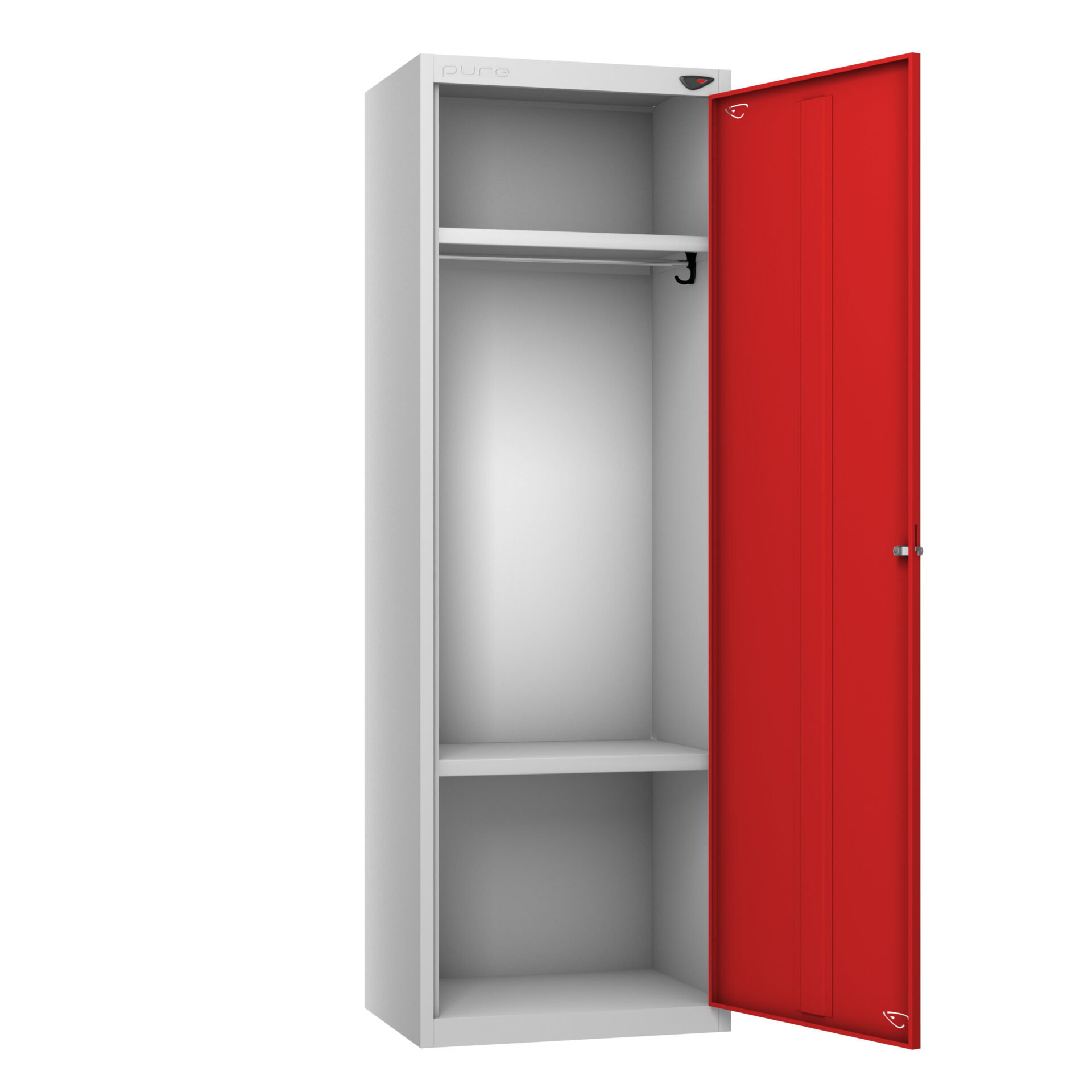 Pure High Capacity 1 Door Locker, Silver Carcass, Red Door