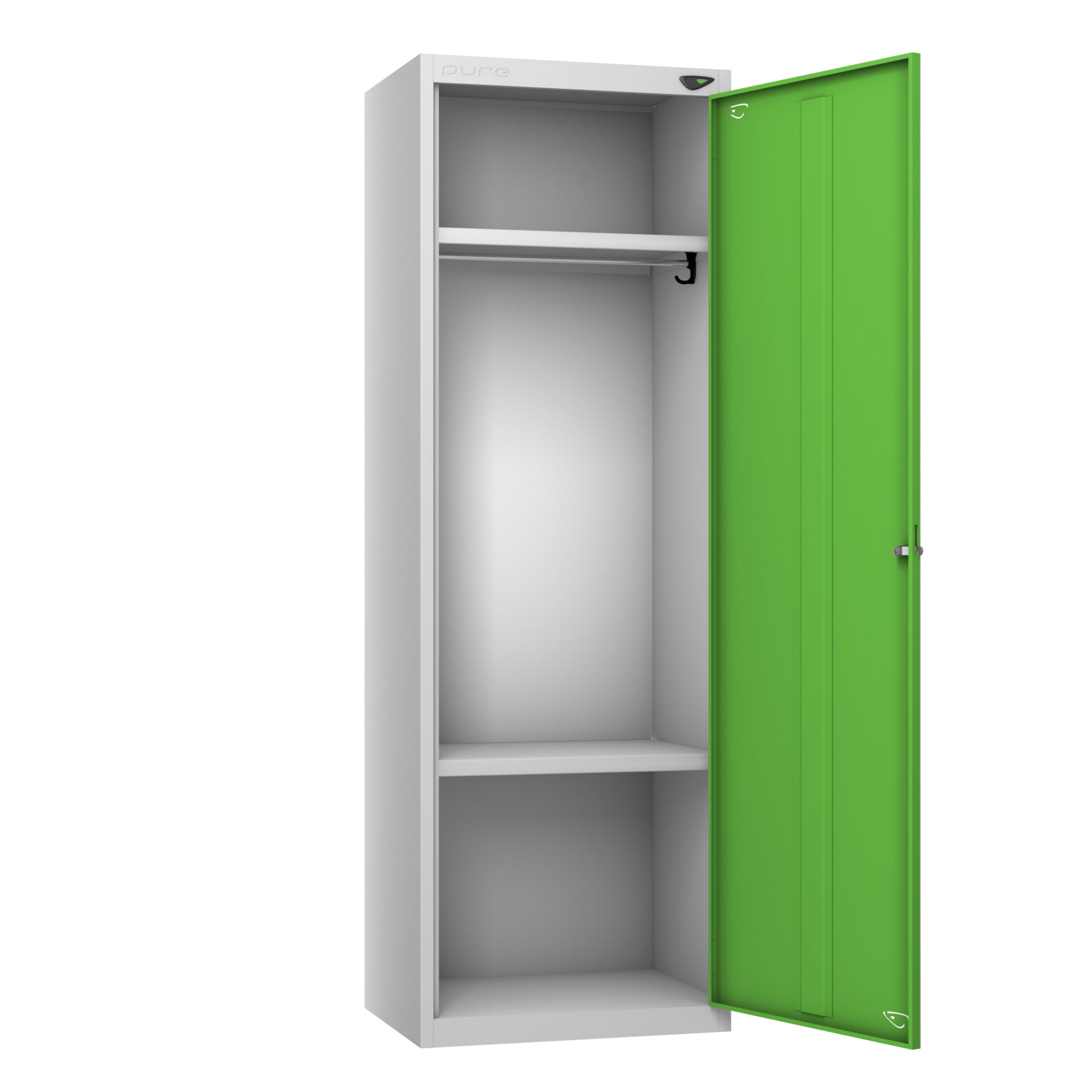 Pure High Capacity 1 Door Locker, Silver Carcass, Green Door