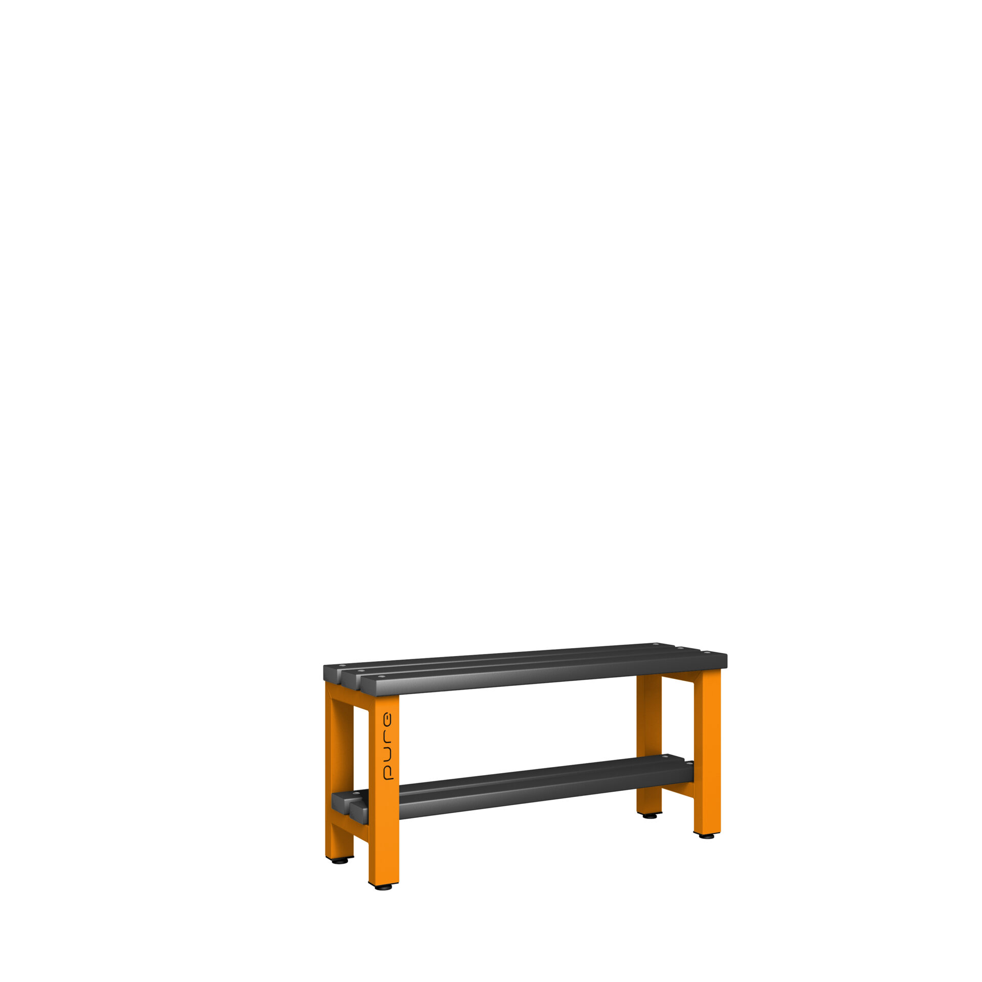 Pure Carbon Zero Single Sided 1000mm Standard Bench With Shoe Shelf - Magma Orange / Black Polymer