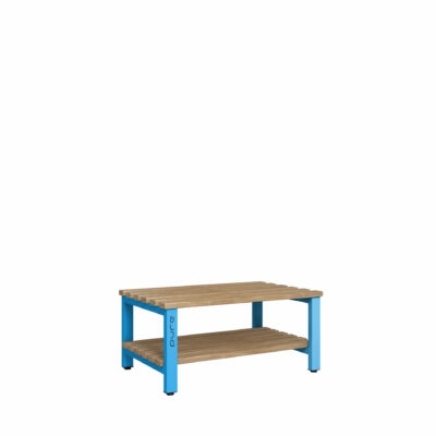 Pure Double Bench with Shelf Blue