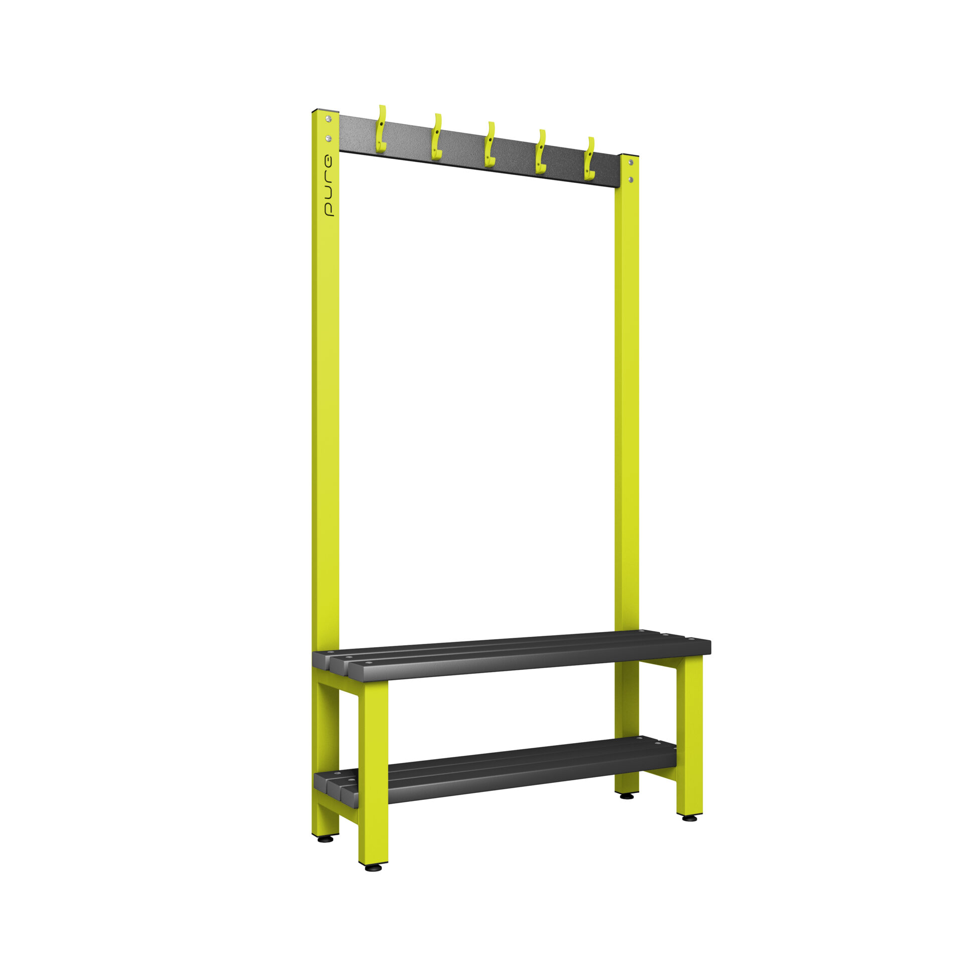 Pure Carbon Zero Single Sided 1000mm 5 Hook Bench With Shoe Shelf