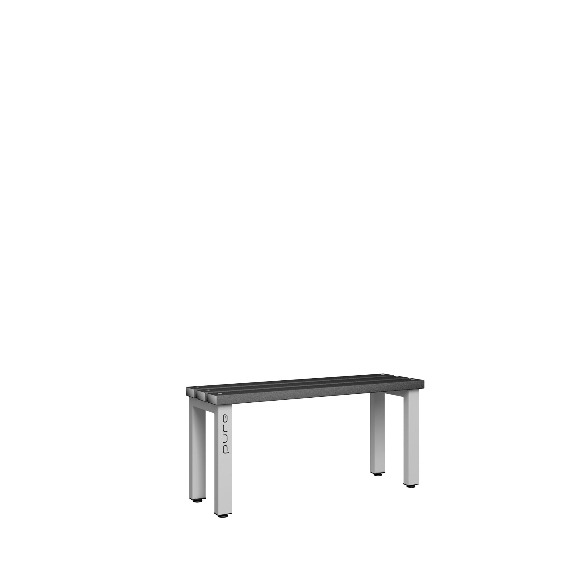 Pure Carbon Zero Single Sided 1000mm Standard Bench - Pearl Silver / Black Polymer