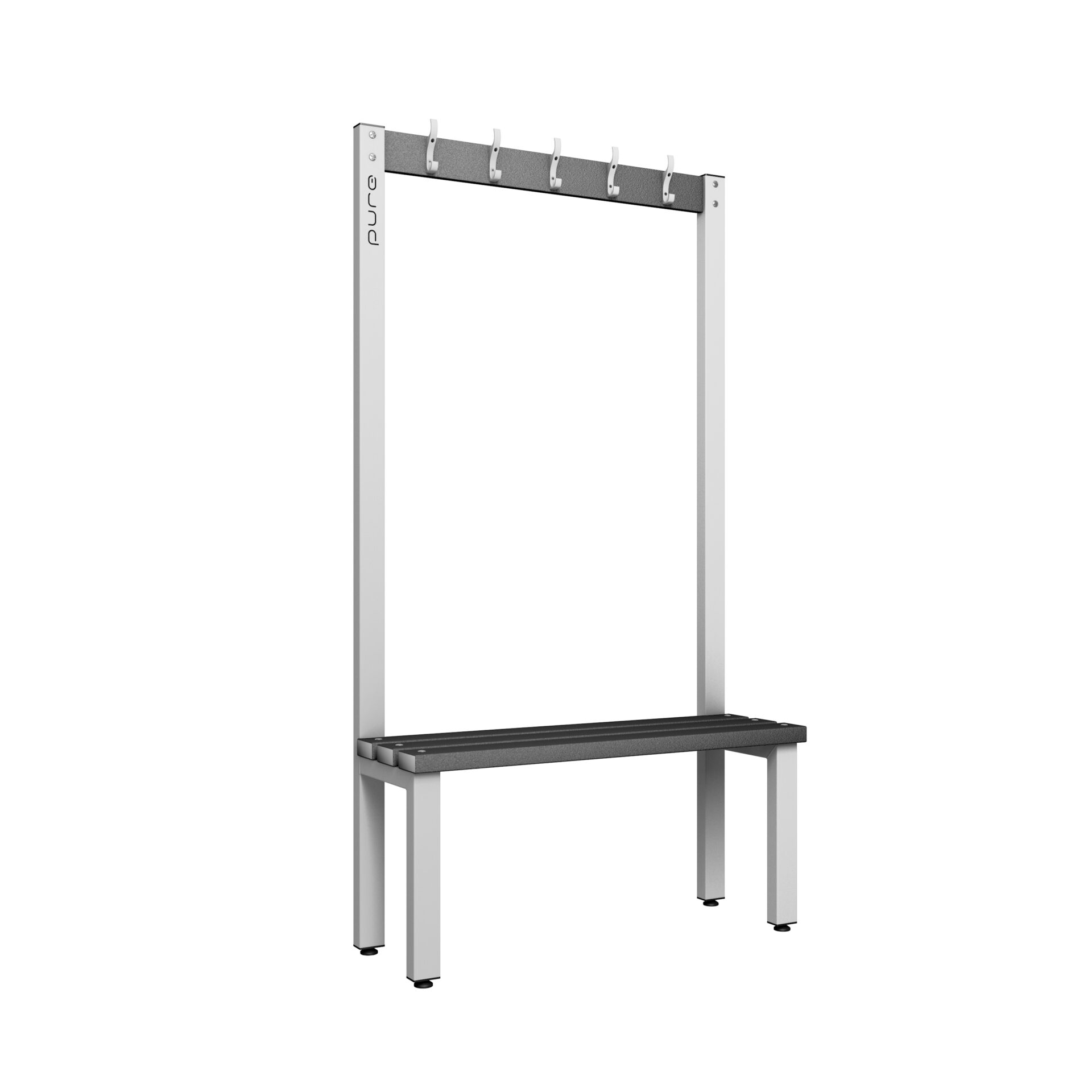 Pure Carbon Zero Single Sided 1000mm 5 Hook Bench - Pearl Silver / Black Polymer