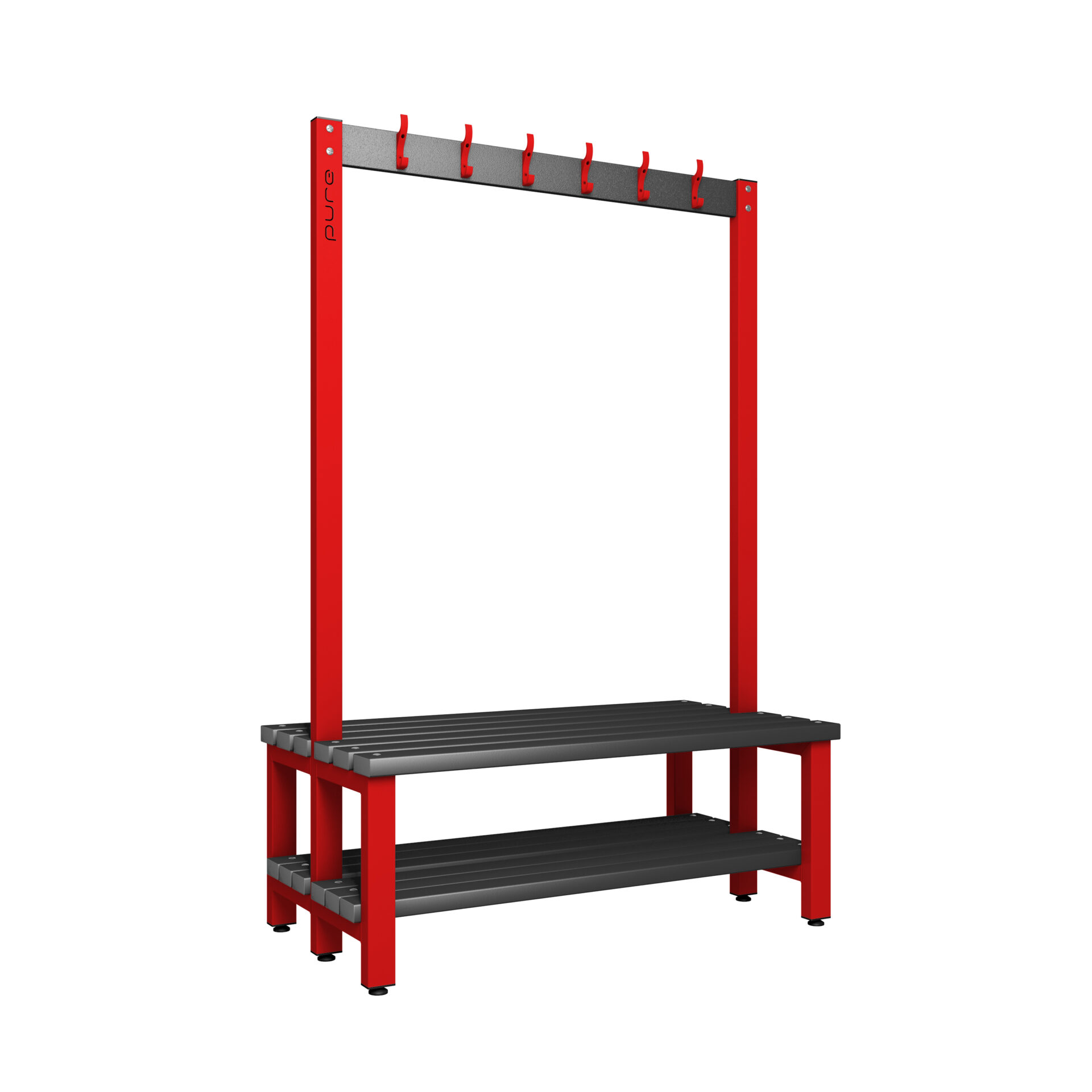 Pure Carbon Zero Double Sided 1200mm 12 Hook Bench With Shoe Shelf