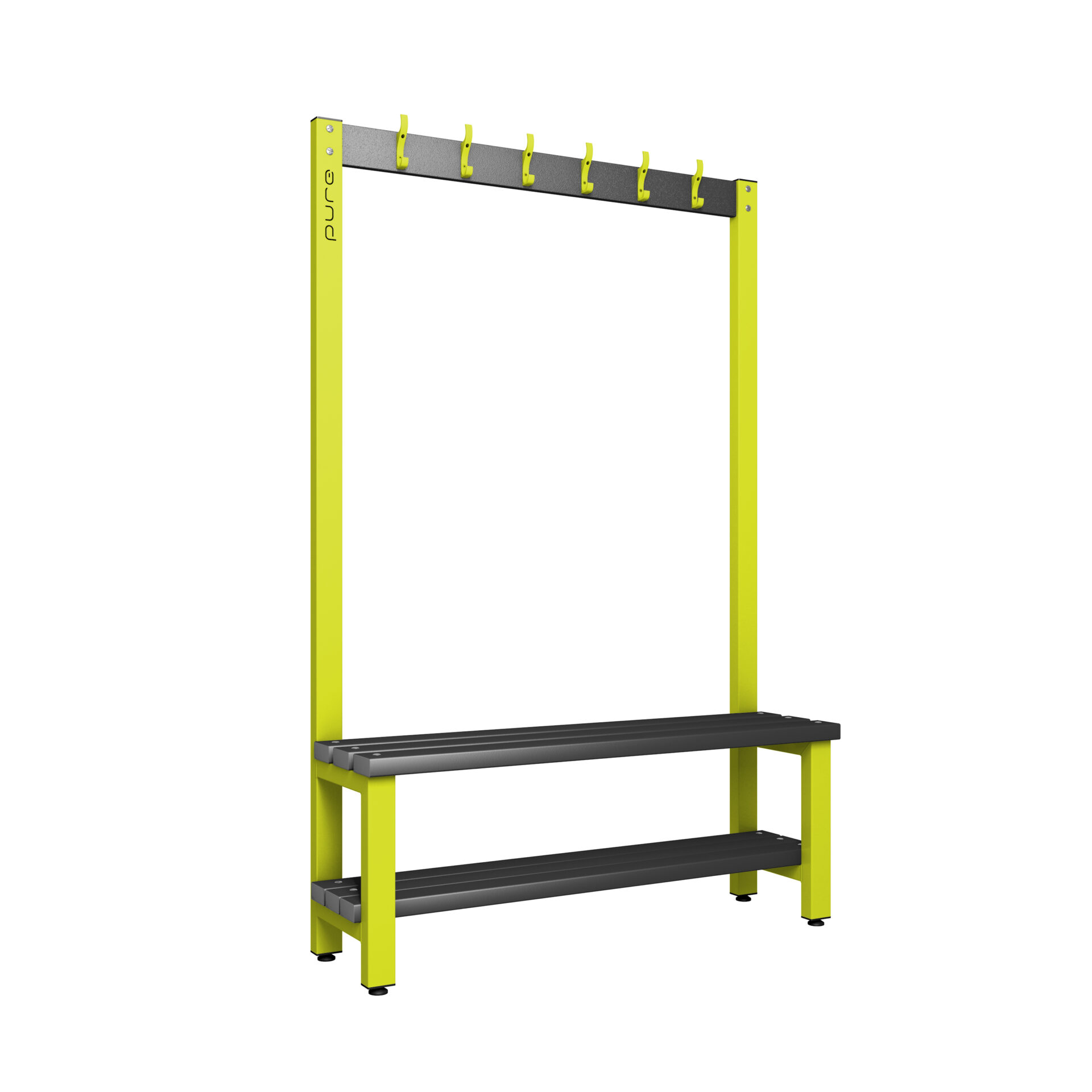 Pure Carbon Zero Single Sided 1200mm 6 Hook Bench With Shoe Shelf