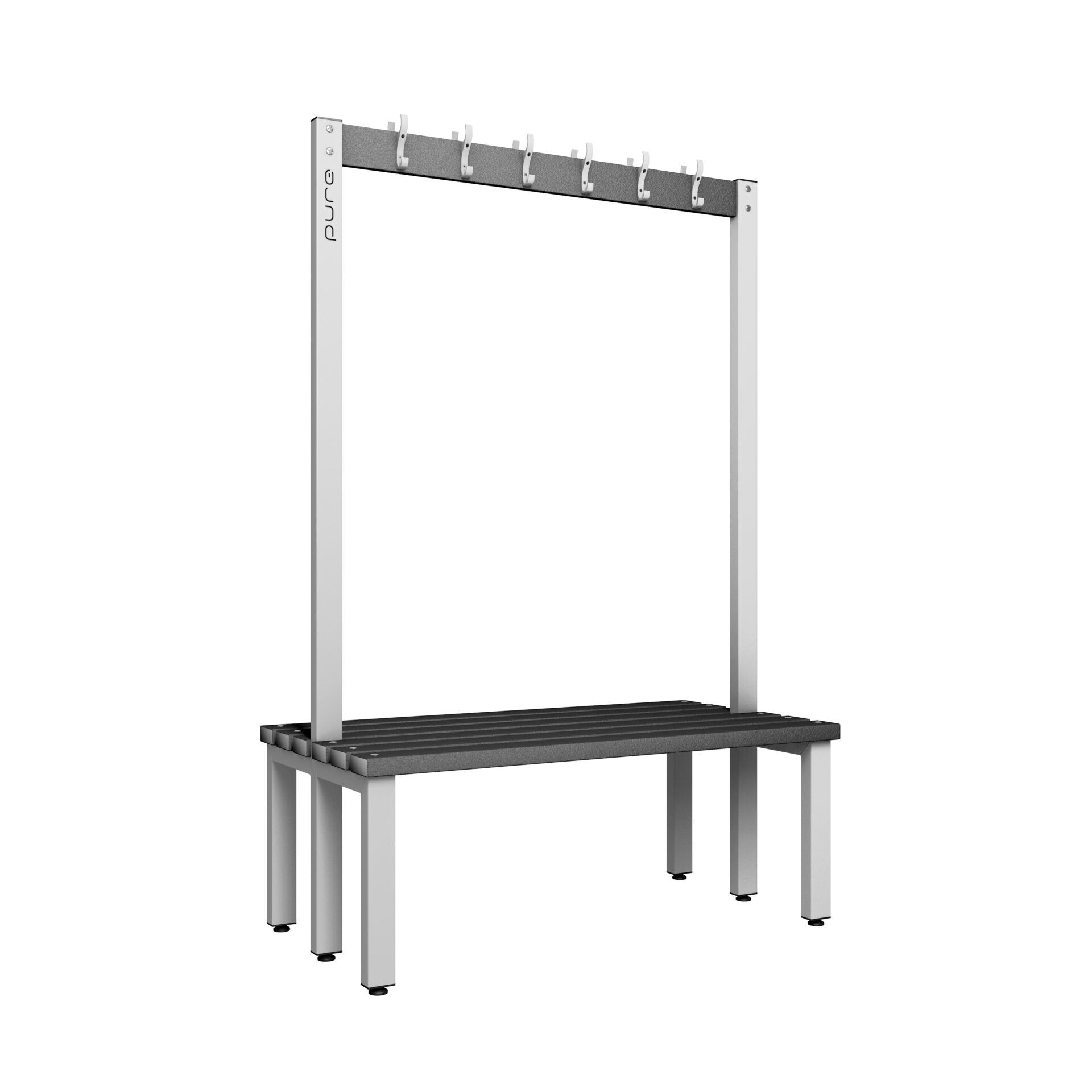 Pure Carbon Zero Double Sided 1200mm 12 Hook Bench - Pearl Silver / Black Polymer