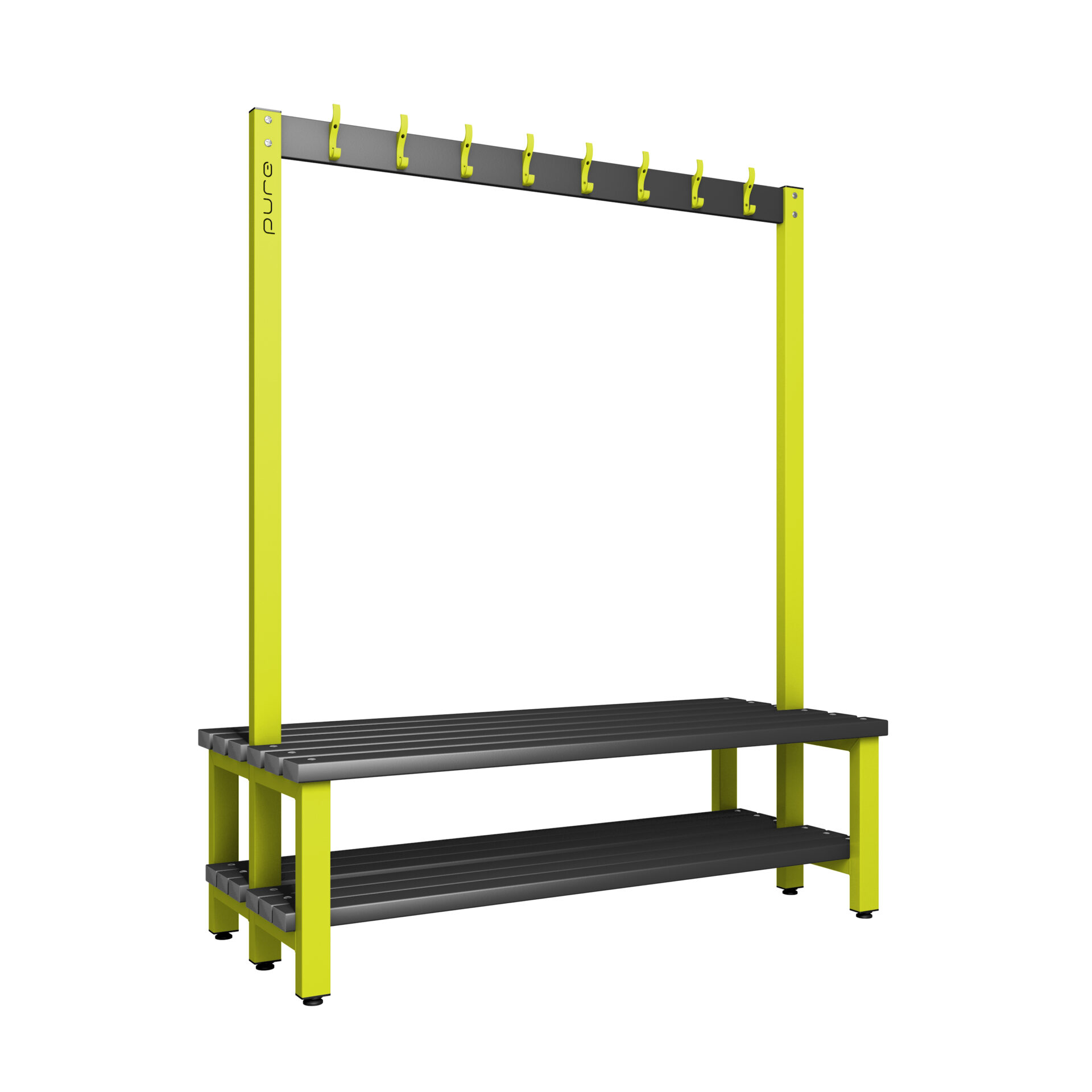 Pure Carbon Zero Double Sided 1500mm 16 Hook Bench With Shoe Shelf