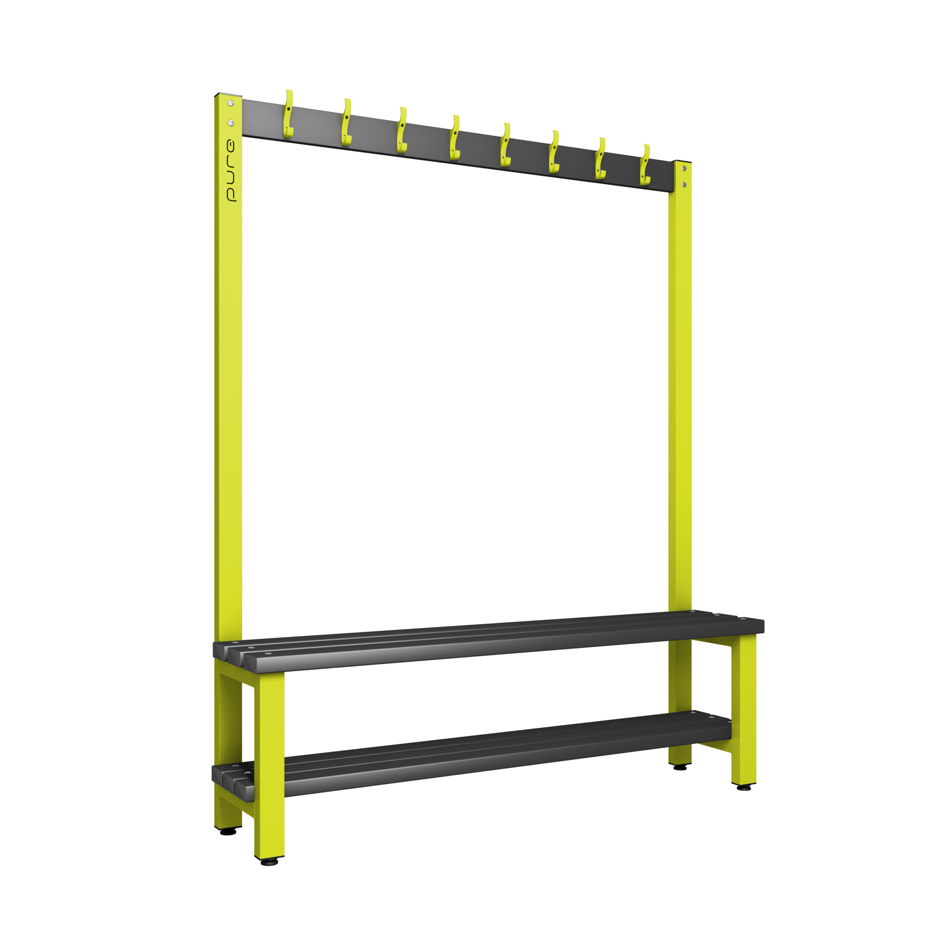 Pure Carbon Zero Single Sided 1500mm 8 Hook Bench With Shoe Shelf