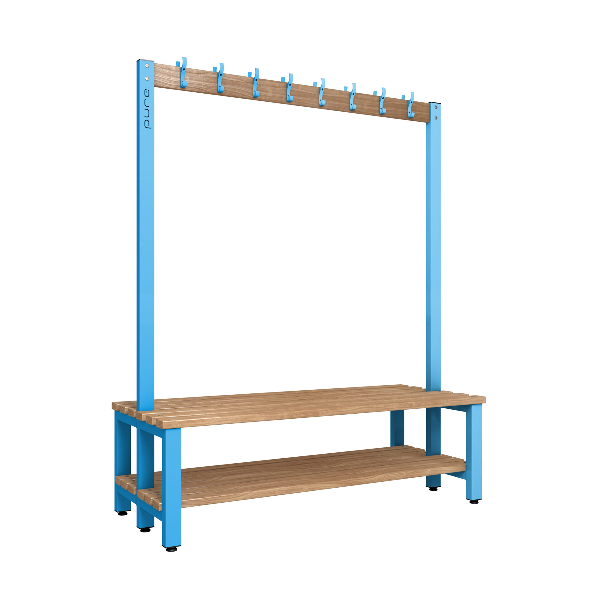 Pure 1500 Hook Bench Wood Shelf Dbl Cornflower Blue