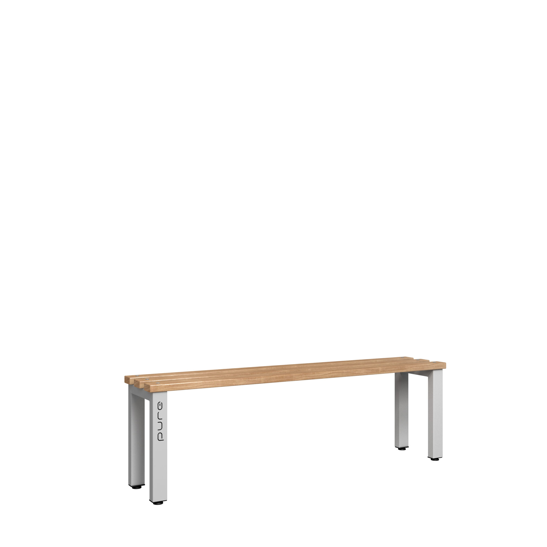 Pure Carbon Zero Single Sided 1500mm Standard Bench - Pearl Silver / Solid Timber
