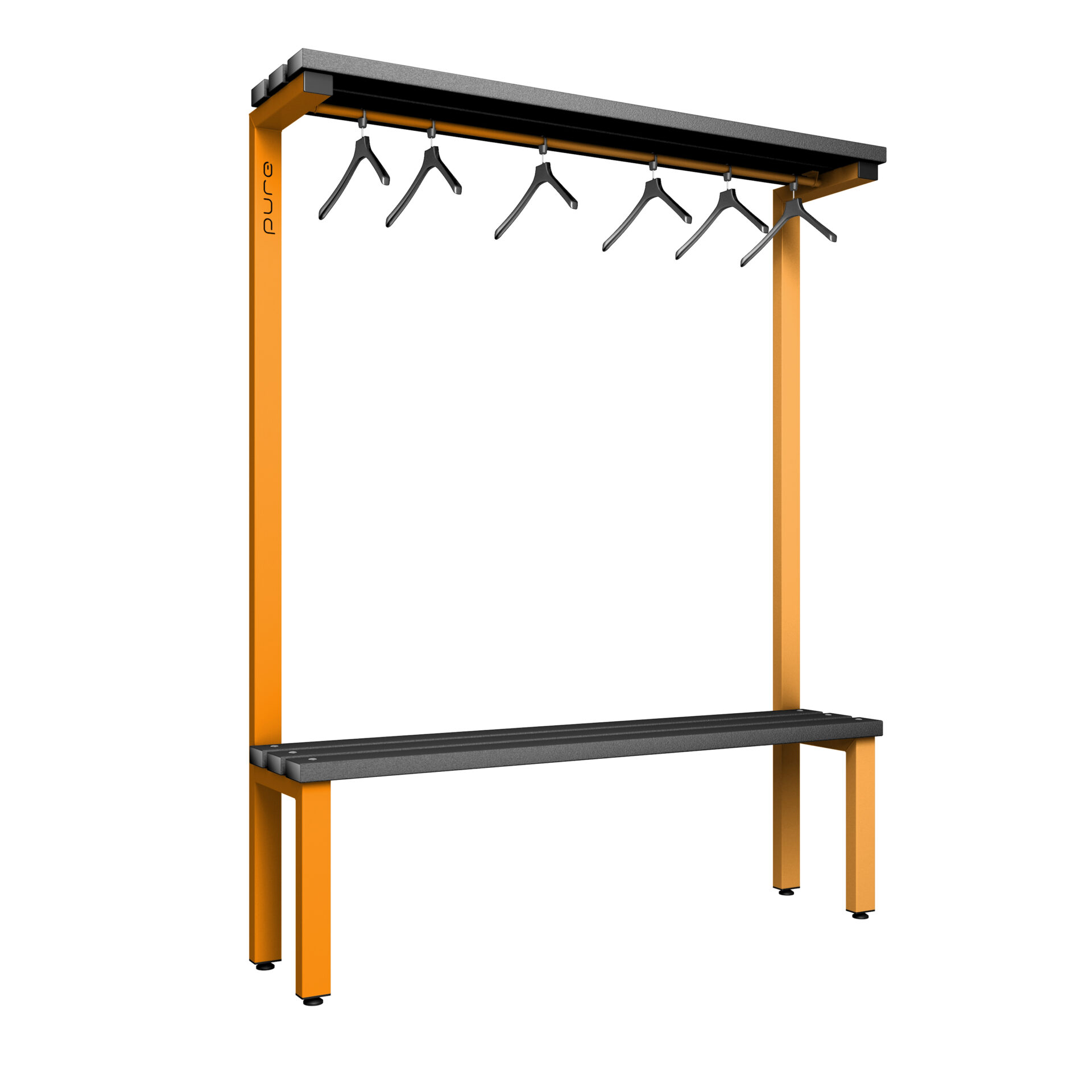 Pure Carbon Zero Single Sided 1500mm Overhead Hanging Bench - Magma Orange / Black Polymer