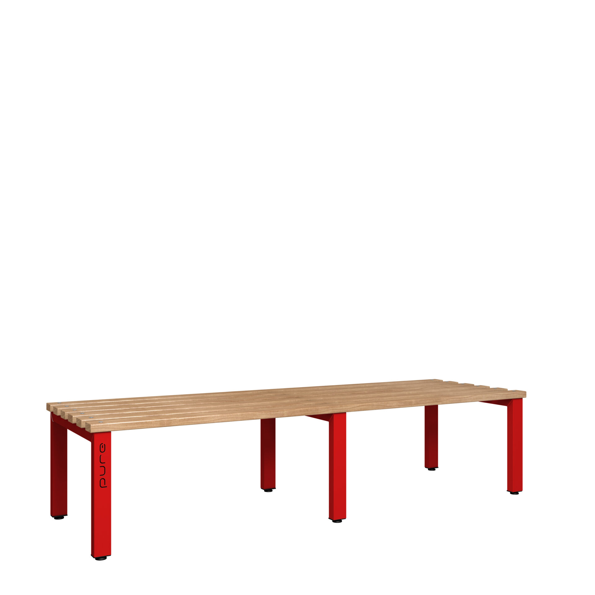 Pure Carbon Zero Double Sided 2000mm Standard Bench - Flame Red / Solid Timber