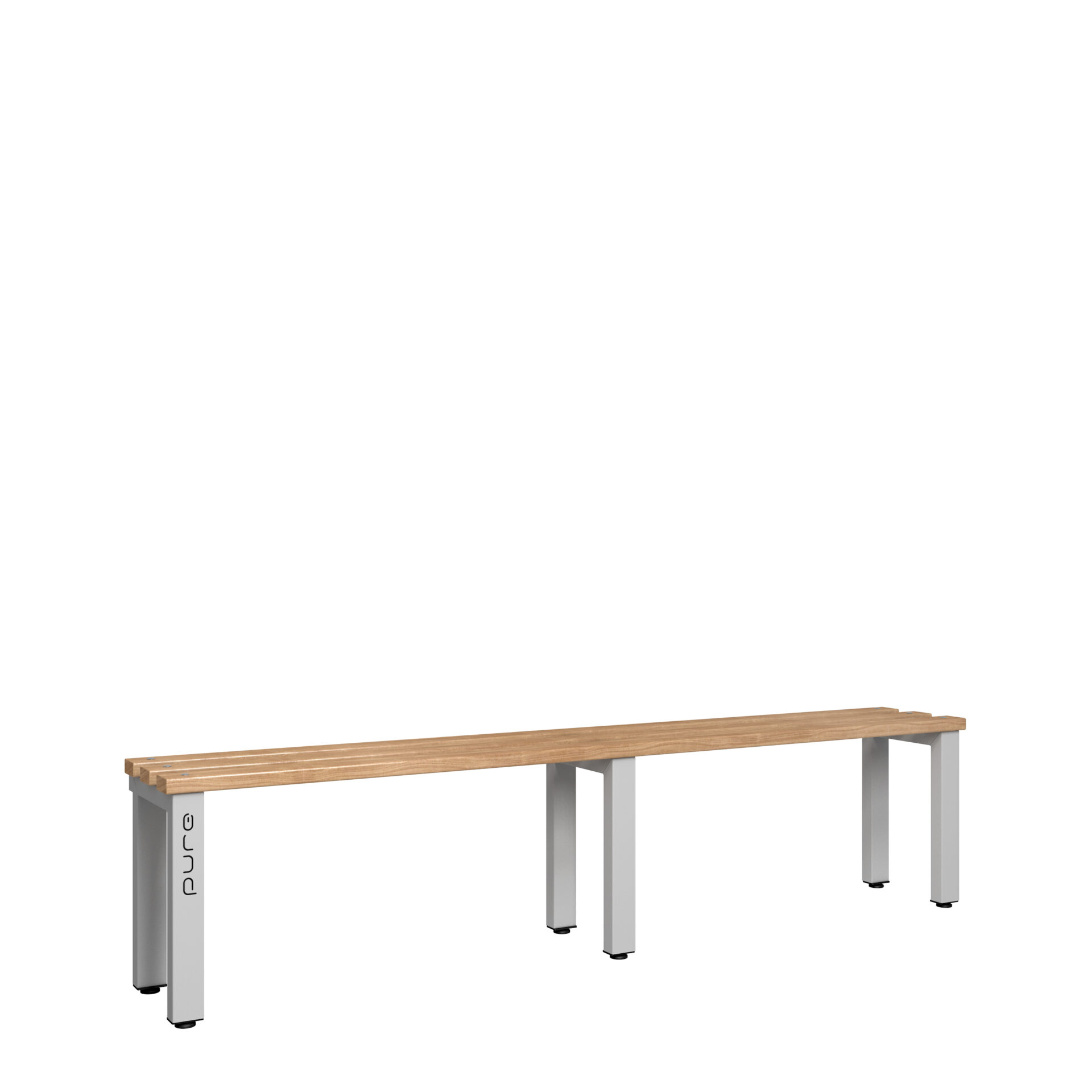 Pure Carbon Zero Single Sided 2000mm Standard Bench - Pearl Silver / Solid Timber