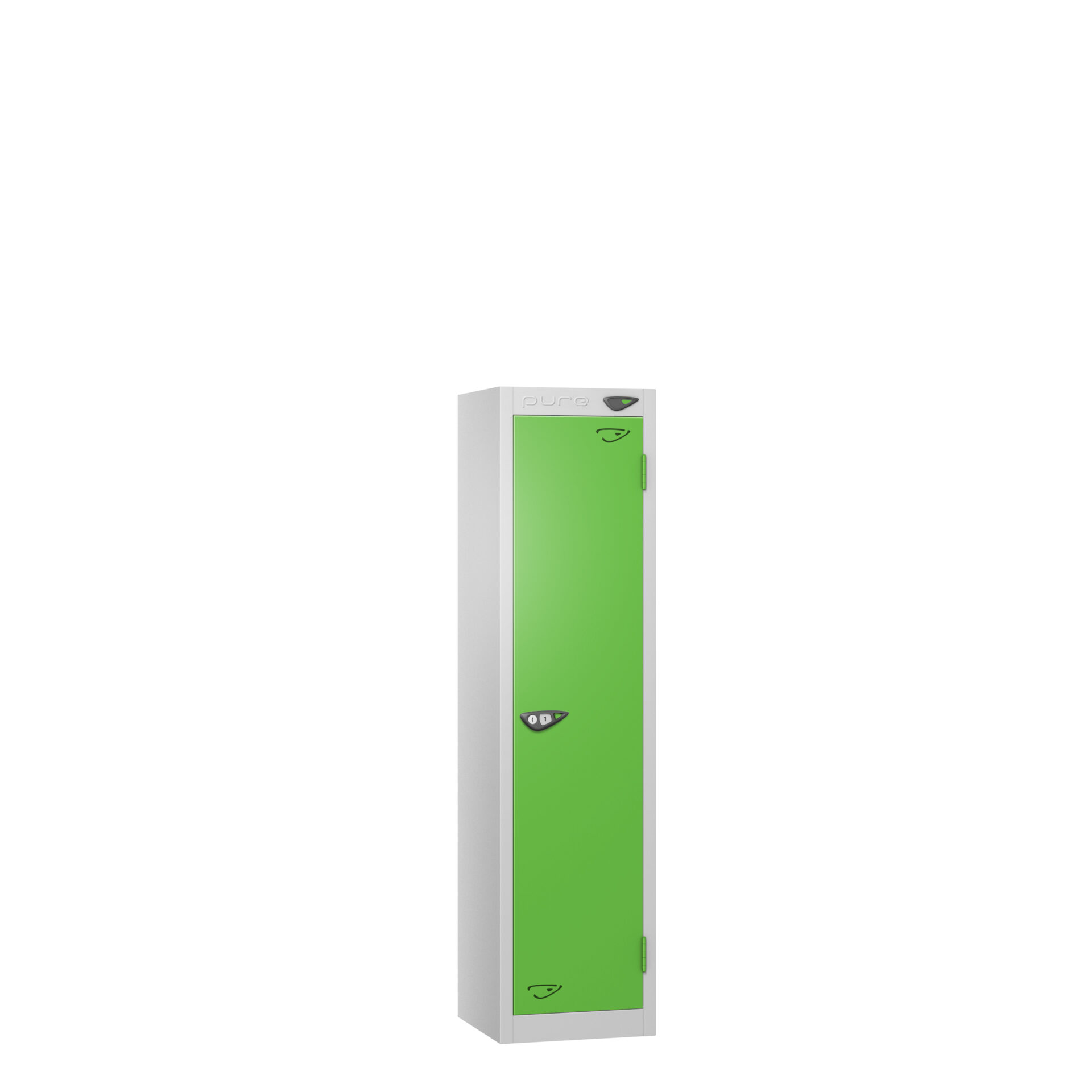 Pure Low Height 1 Door Locker, Silver Carcass, Green Door