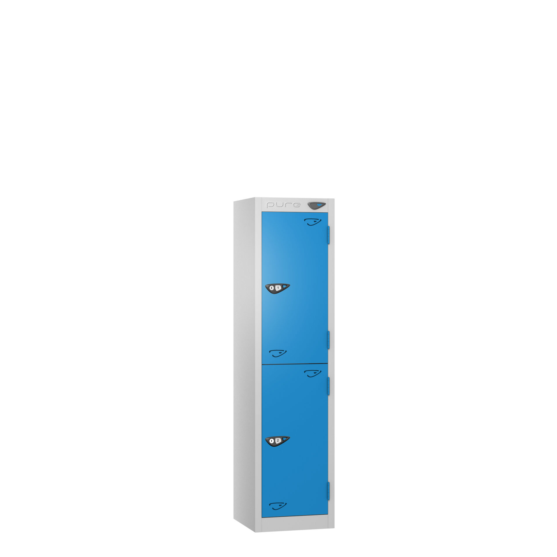 Pure Low Height 2 Door Locker, Silver Carcass, Blue Door