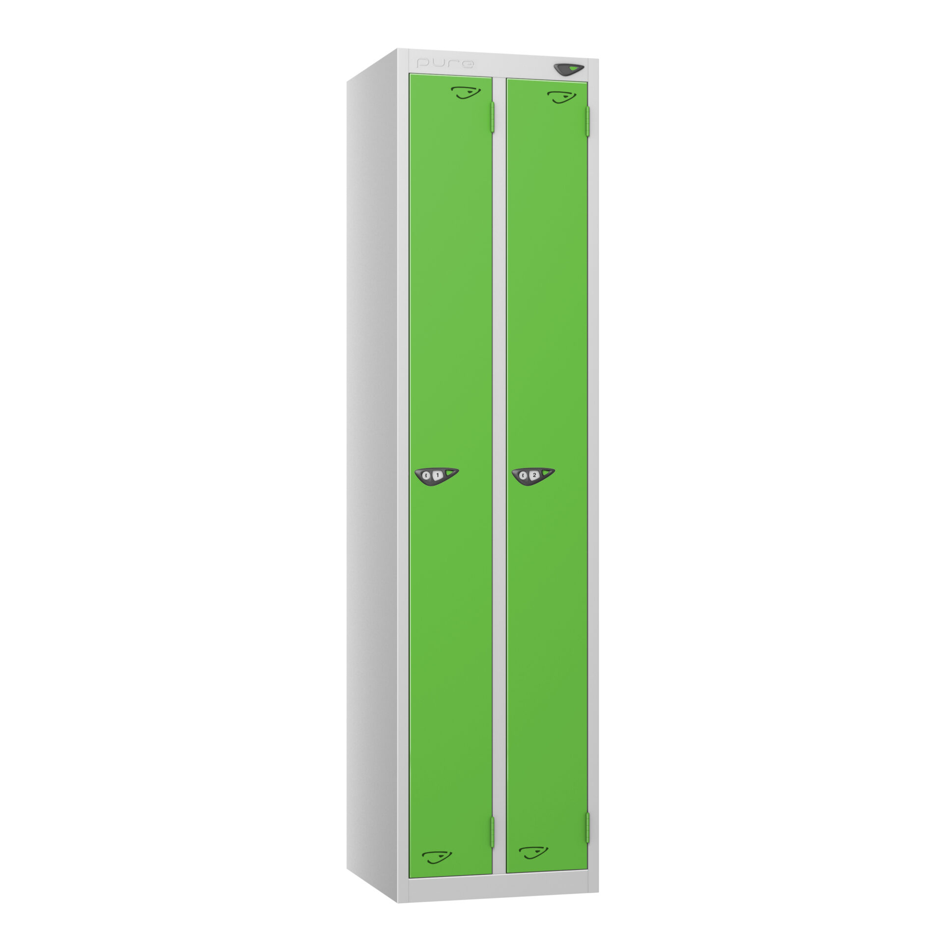 Pure Twin 2 Door Locker, Silver Carcass, Green Door