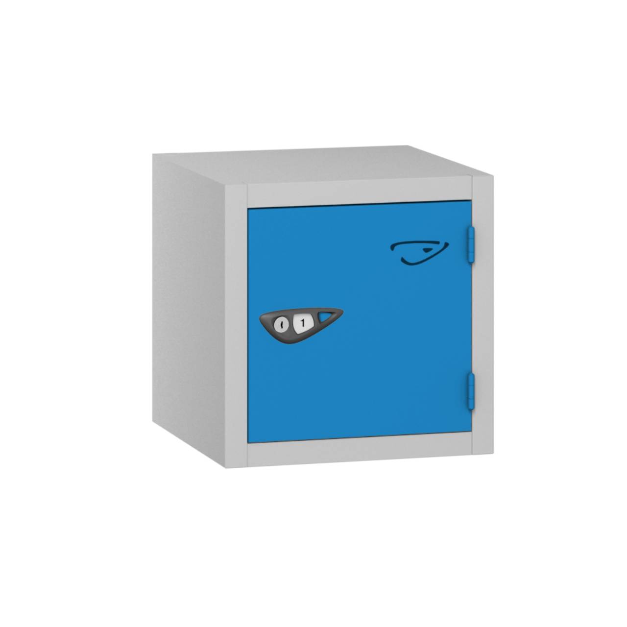 Pure Compact Cube 1 Door 1 Comp Locker, Silver Carcass, Blue Door