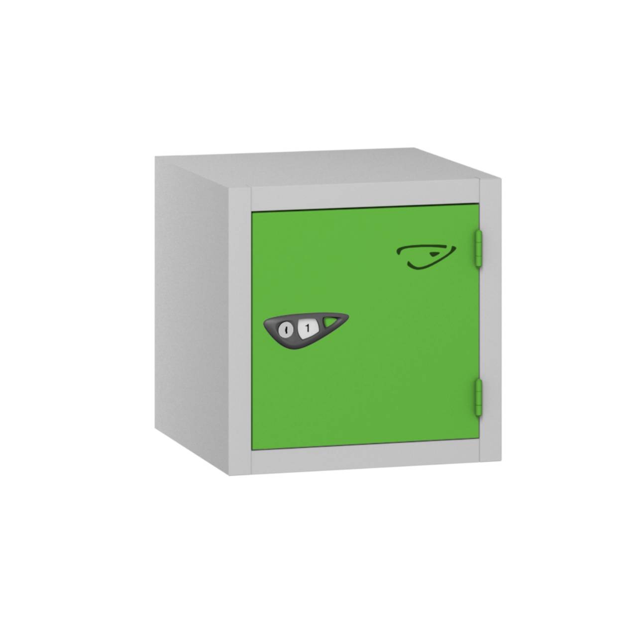Pure Compact Cube 1 Door 1 Comp Locker, Silver Carcass, Green Door
