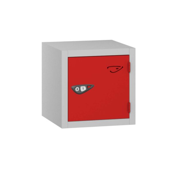 Pure Compact Cube 1 Door 1 Comp Locker, Silver Carcass, Red Door