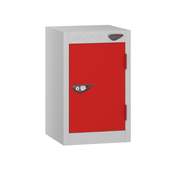 Pure Compact Quarto 1 Door 1 Comp Locker, Silver Carcass, Red Door