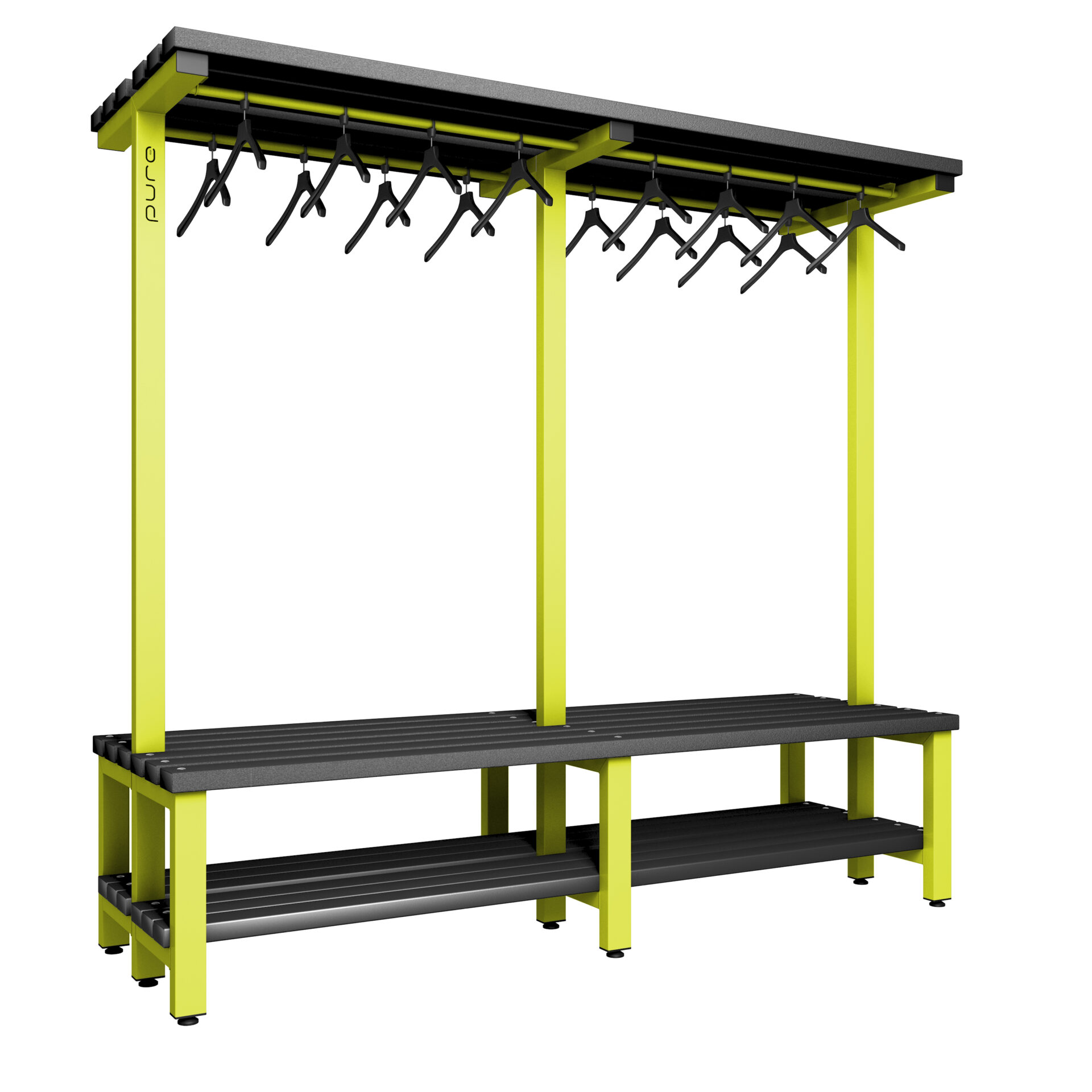 Pure Carbon Zero Double Sided 2000mm Overhead Hanging Bench With Shoe Shelf