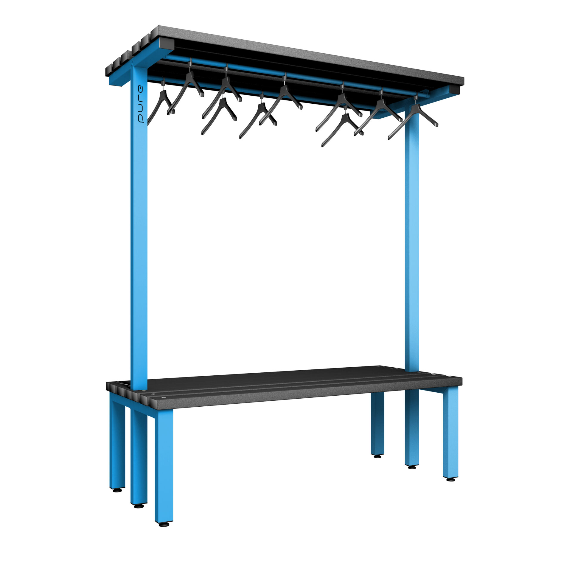 Pure Carbon Zero Double Sided 1500mm Overhead Hanging Bench - Cornflower Blue / Black Polymer