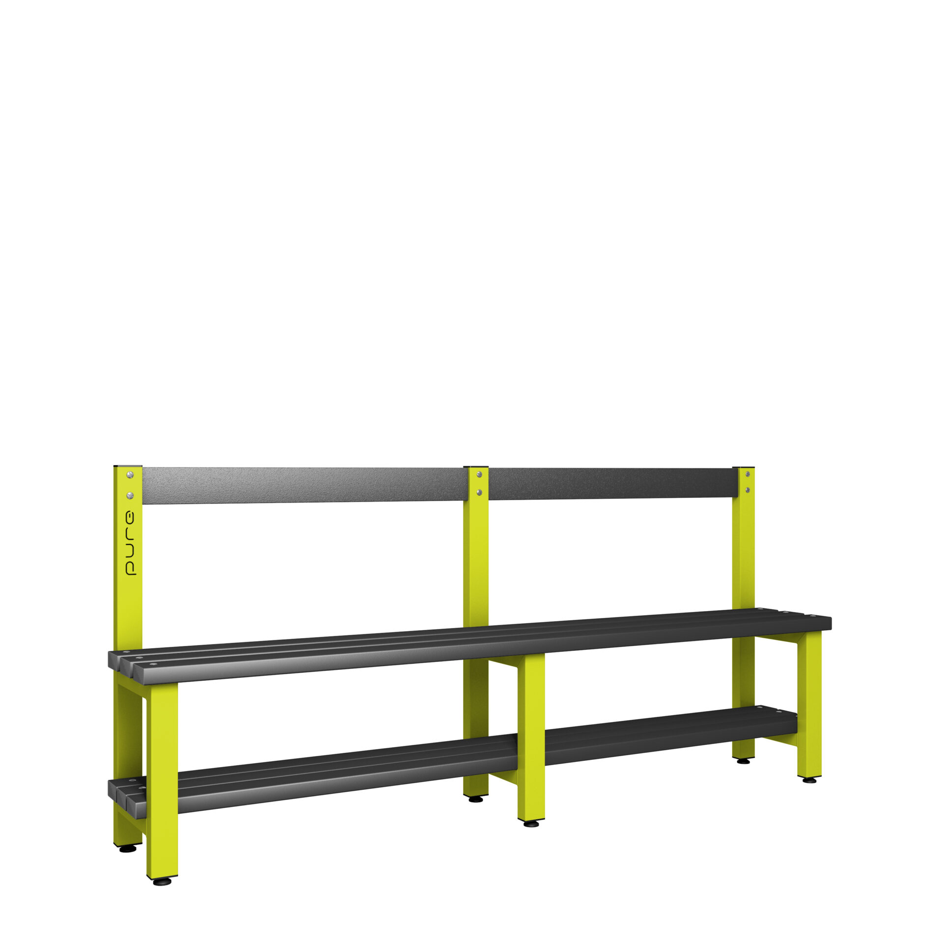 Pure Carbon Zero Single Sided 2000mm Low Height Back Rest Bench With Shoe Shelf