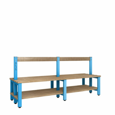 Pure 2000 Low Bench Wood Shelf Dbl Cornflower Blue