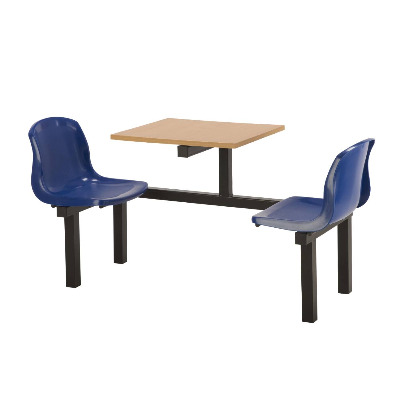Harvey 2 Seater Fixed Canteen Seating - Table and Chairs - Single Entry Blue Beech